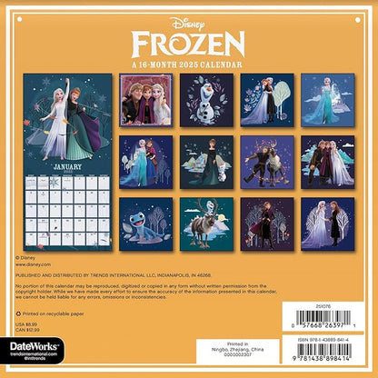 Disney Frozen Calendar 2025 - Deluxe 2025 Anna and Elsa Mini Calendar Bundle with Over 100 Calendar Reminder Stickers (Frozen Gifts, Office Supplies)