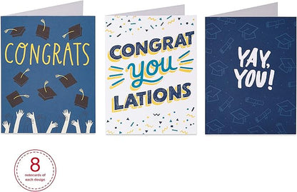 American Greetings Blank Congratulations and Graduation Cards Pack, Bright and Trendy (48-Count)