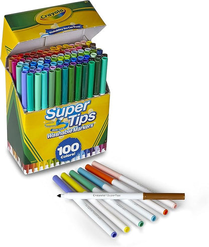 Crayola Super Tips Marker Set (100ct), Fine Point Washable Markers, Drawing Markers for Kids & Adults, Great for Thick & Thin Lines
