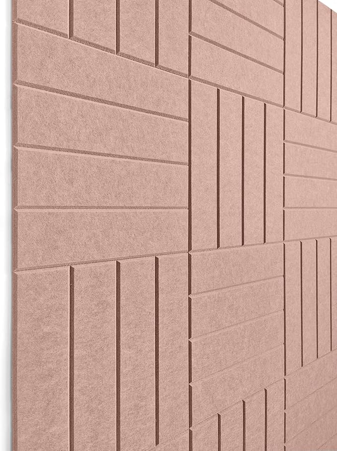 Large Cork Board Alternative - 12-Pack Felt Wall Tiles with Safe Removable Adhesive Tabs, Cork Wall Tiles Bulletin Board Home Office Essentials - Terracotta