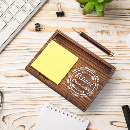 School Counselor Gift Sticky Note Holder Wooden, Thank You School Counselor Gift, Appreciation Gift for Psychology Graduate Therapist Social Worker Desk Self-Stick Note Pad Holders TZP14