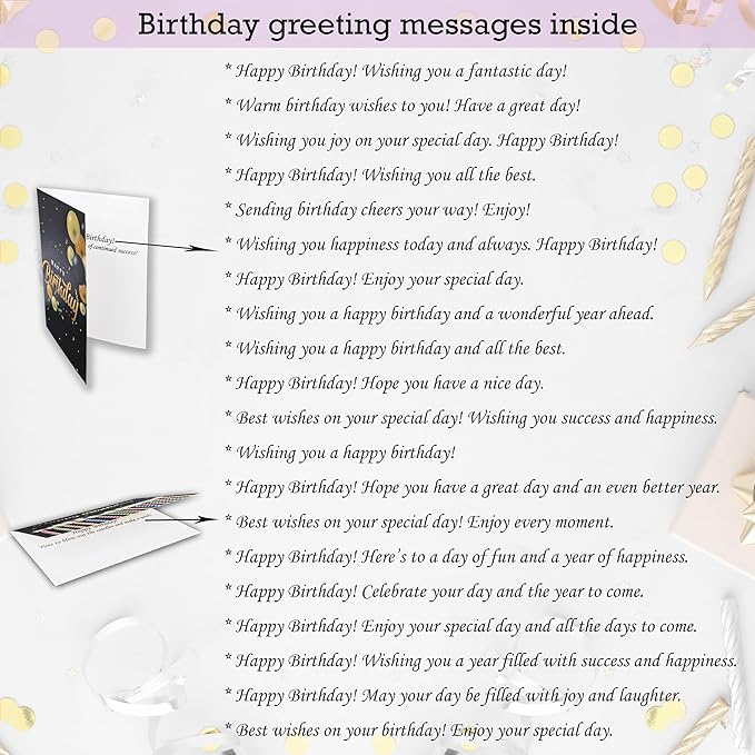 100 Happy Birthday Cards Bulk, Folded with Envelopes, Stickers, Large 5x7 Inch, and Generic Greetings Inside for Office, Business, Employees and Personal