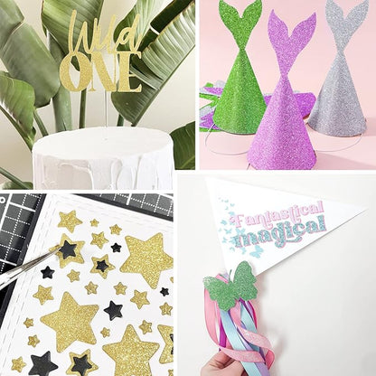 Simetufy Glitter Cardstock Paper, 60 Sheets 20 Colors, Colored Cardstock for Cricut, Premium Glitter Paper for Crafts, A4 Glitter Card Stock for DIY Projects, Sparkly Paper for Card Making, 250 GSM