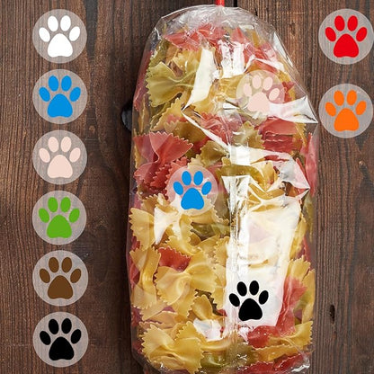 Paw Print Stickers, 1.5" Clear Round Bear Paw Stickers with Perforation Line (500 PCS, Red)