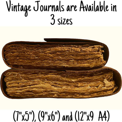 Vintage Leather Journal - 200 pages Deckle Edge Rustic Paper - Unlined Pages Book of Shadows, Grimoire, Junk Notebook, Fantasy Medieval Gifts, Sketchbook, Antique Scrapbook (Dark Brown, 9"x6")