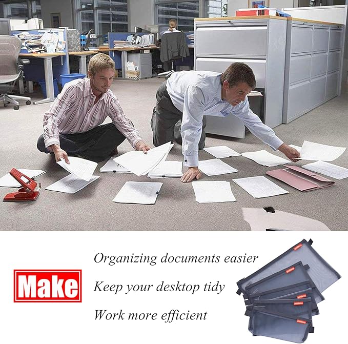 pendancy Mesh Zipper Pouch 5pcs Lightweight Nylon File Folders Document Organizer Cosmetic Bags Accessories Storage for Travel and Office Supplies (Grey, A4 A5 A6)