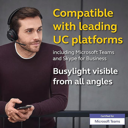 Jabra Evolve2 65 MS Wireless Headset with Link380c, Mono, Black – Wireless Bluetooth Headset for Calls and Music, 37 Hours of Battery Life, Passive Noise Cancelling Headphones