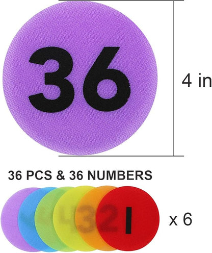 Carpet Spot Markers with Numbers 1-36 for Teachers and Kids, Classroom Floor Circles Dots Rug Mats for Kindergarten Preschool Organization, 4 Inch 36 Pack