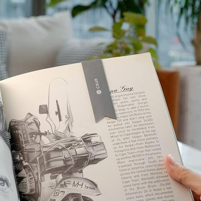 CZUR Metal Bookmark, Stylish Bookmarks, Teacher Valentine Gift, Unique Gift for Women, Men, Readers, Light&Durable Reward Bookmark with ANODIZING Technology, SuperGrip U-Shape Design-Dark Gray