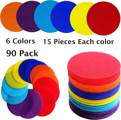 Carpet Markers 5" for Kids, Multicolor Spot Circle Markers for Classroom Teachers, Preschool and Kindergarten (90 Packs of Circle)