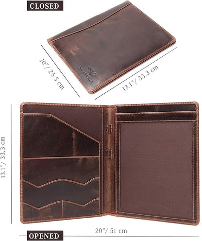 Leather Portfolio Binder, Professional Organizer Padfolio – Resume Folder, Business Card & Document Holder, Portfolios for Men & Women, Office & Business Supplies by Luxeoria | (Small - Brown)