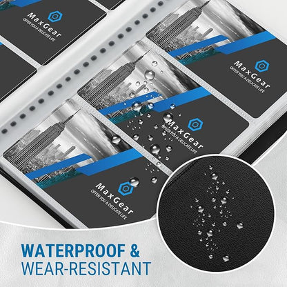 MaxGear Business Card Organizer, 240 Cards Book Portable Business Card Holder for Men & Women, Professional PU Credit Cards Binder File Storage, Black