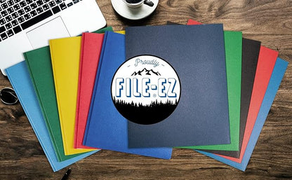 FILE-EZ Two-Pocket Folders, Dark Blue, 25-Pack, Textured Paper, Letter Size (EZ-32523)