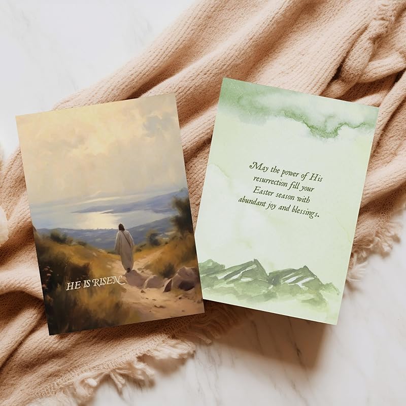 Religious Easter Cards for Framing & Gifting (5”x7") - Empty Tomb Easter Art Print, Single Sided Christian Greeting Cards with Envelopes & Writting Space, Religious Easter Home Decor (Set of 6)