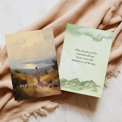 Religious Easter Cards for Framing & Gifting (5”x7") - Empty Tomb Easter Art Print, Single Sided Christian Greeting Cards with Envelopes & Writting Space, Religious Easter Home Decor (Set of 6)