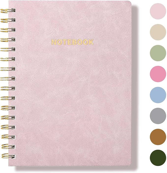 Spiral Notebook College Ruled Soft Cover Suede Aesthetic Note book 160 Pages 8.5" x 6.34" For Work Note taking,Journals For Writing School Office With Double-Sided Pocket,100GSM Thick Paper