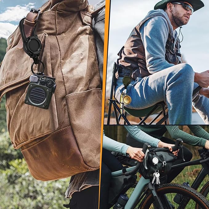 Heavy Duty Retractable Keychain, 3 Pack, Retractable ID Badge Holder Reel, Tactical ID Badge Reel, Key Ring Outdoor (Black, Dark Green, White)