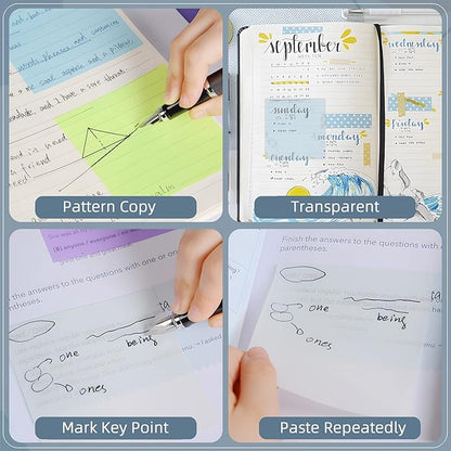 Golcellia Transparent Sticky Notes, See Through Sticky Notes, Pastel Colorful Clear Sticky Notes-700 Sheet Pack(13 Colors, 3X3inch) Annotating Books Repositionable Translucent Sticky Notes
