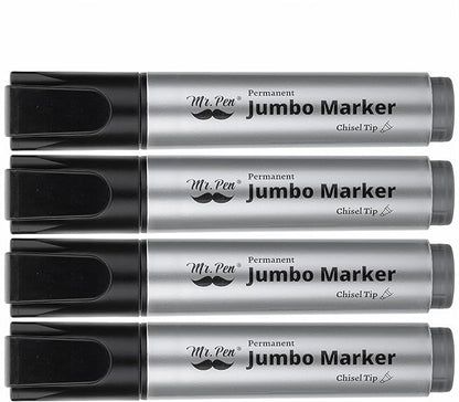 Mr. Pen- Jumbo Permanent Markers, 4 Pack, Chisel Tip, Black Markers Permanent, Permanent Markers Black Markers, Thick Permanent Marker, Thick Markers, Jumbo Markers, Large Markers, Wide Tip Markers