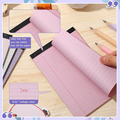 Lincia 24 Pcs 4" x 6" Legal Pad Writing Notepads Small Legal Pad College Ruled 30 Sheets Multiple Color Lined Note for Work 80 Gsm Paper for Grocery List Shopping List (Cute Color)