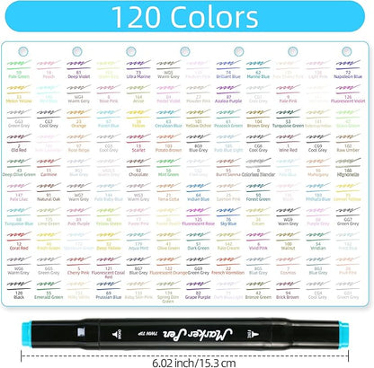Alcohol Markers, 120 Colors Dual Tip Art Markers, Drawing & Coloring for Kids & Adults