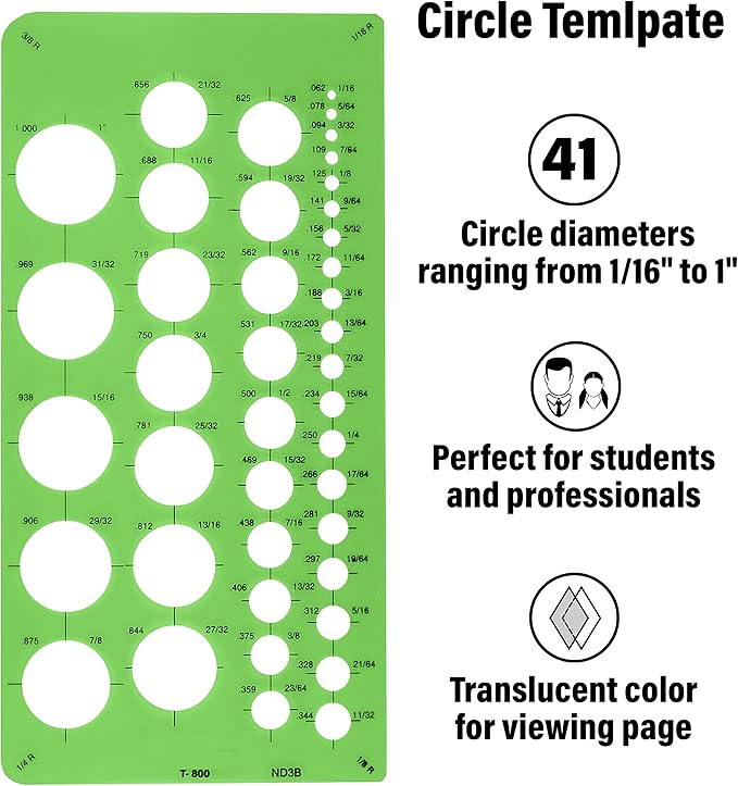 Westcott T-800 Small Circles Template, Plastic Geometric Shapes Template Tool for Drawing and Drafting