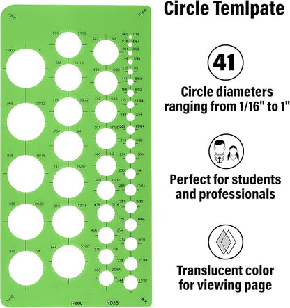 Westcott T-800 Small Circles Template, Plastic Geometric Shapes Template Tool for Drawing and Drafting