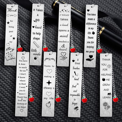 8PCS Teacher Thank You Gifts Bookmark Appreciation Bookmark Gifts Teacher Appreciation Presents for Birthday Teacher’s Day Retirement Graduation Back to School Gifts (Teacher)