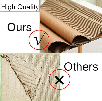 (14 x 144in）Brown Single Face Corrugated B Flute Cardboard Roll Shipping Corrugated Roll Paper Corrugated Wrap for Packing, Storage, Shipping, DIY(2rolls Each roll14x 72in)