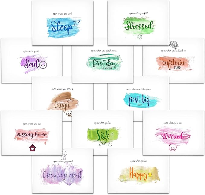 12 Open When Envelopes, Colorful Envelope, Leaving Home Gift, Gift for college students long distance friends-XF-002