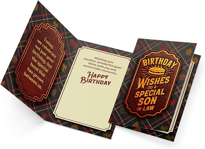 Prime Greetings Son In Law Birthday Card, Made in America, Eco-Friendly, Thick Card Stock with Premium Envelope 5in x 7.75in, Packaged in Protective Mailer