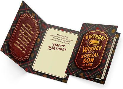 Prime Greetings Son In Law Birthday Card, Made in America, Eco-Friendly, Thick Card Stock with Premium Envelope 5in x 7.75in, Packaged in Protective Mailer