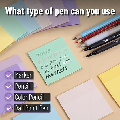 Mr. Pen- Transparent Sticky Notes, 3”x3”, Morandi Colors, 12 Pads, 600 Sheets, See Through Sticky Notes, Bulk Sticky Notes Transparent, Translucent Sticky Notes, Clear Transparent Sticky Notes Clear