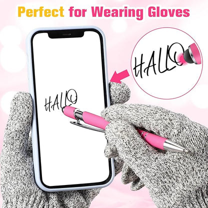 Zonon 38 Pieces Rubberized Ballpoint Pen with Stylus Tip Stylish Metal Pen Capactive Styli with Soft Rubberized Grip, Black Ink for Most Devices(Hot Pink)