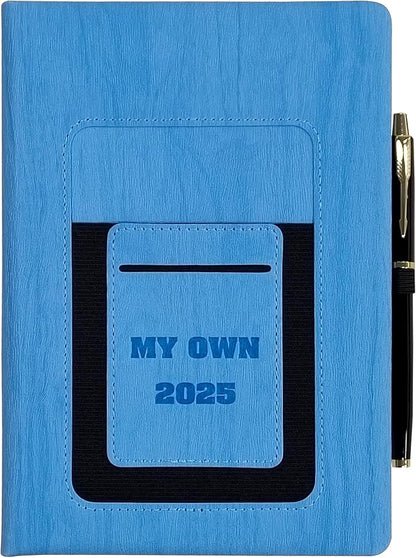 2025 Weekly and Monthly Planner with Pen: Jan 2025-Dec 2025, A5 size 8.5" x 5.75", Hard Cover Agenda Planner with Phone Holder, Card Holder and Pen Holder (Blue)