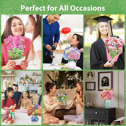 Pop Up Cards,Wildflowers & Butterflies,12 Inch Forever Flower Bouquet 3D Popup Greeting Cards With Blank Note Card and Envelope,Perfect For Birthday,Christmas,Thanksgiving Day,Mother's Day Gifts