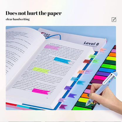 Golcellia 1200 Pieces Sticky Tabs Index Tabs, Book Tabs Flags Sticky Note Colored Writable and Repositionable Book Markers, (10 Colors, 6 Sets) Book Annotation Tabs Supplies