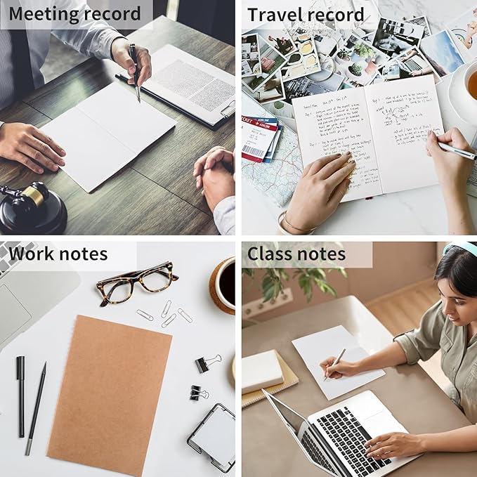 EOOUT 24 Pack Blank Kraft Notebooks, A5 Journals Notebook Bulk, Unlined Paper Sketchbooks, 8.3x5.5in 60 Pages Travel Journal Set for Journaling, Student, Kids, Writing