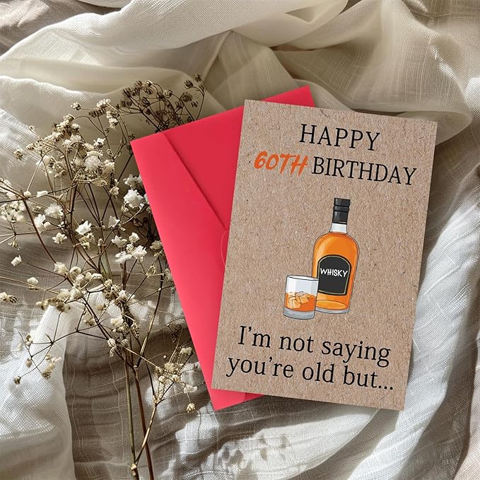 Funny 60th Birthday Gifts for Women Men, Sixty Birthday Cards for Her Him, 60 Year old Gifts for Man Husband, 60th Bday Card Decorations for Dad Mom