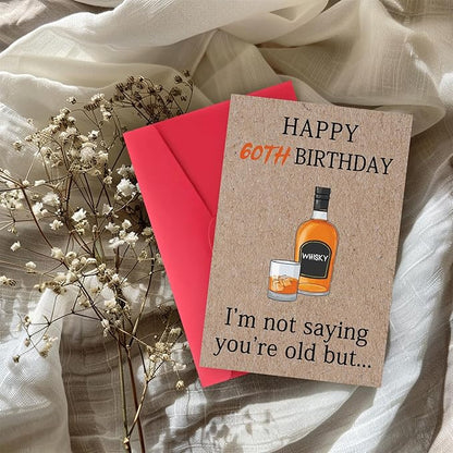 Funny 60th Birthday Gifts for Women Men, Sixty Birthday Cards for Her Him, 60 Year old Gifts for Man Husband, 60th Bday Card Decorations for Dad Mom