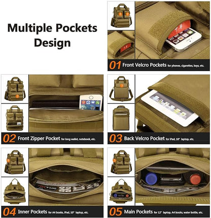 CamGo Tactical Briefcase Small Military 12 inch Laptop Messenger Bag Computer Shoulder Bag