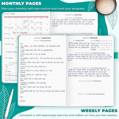 Clever Fox Self-Care Journal – Daily Reflection Notebook – Mental Health & Personal Development Planner, Meditation & Mood Log, A5 (Turquoise)