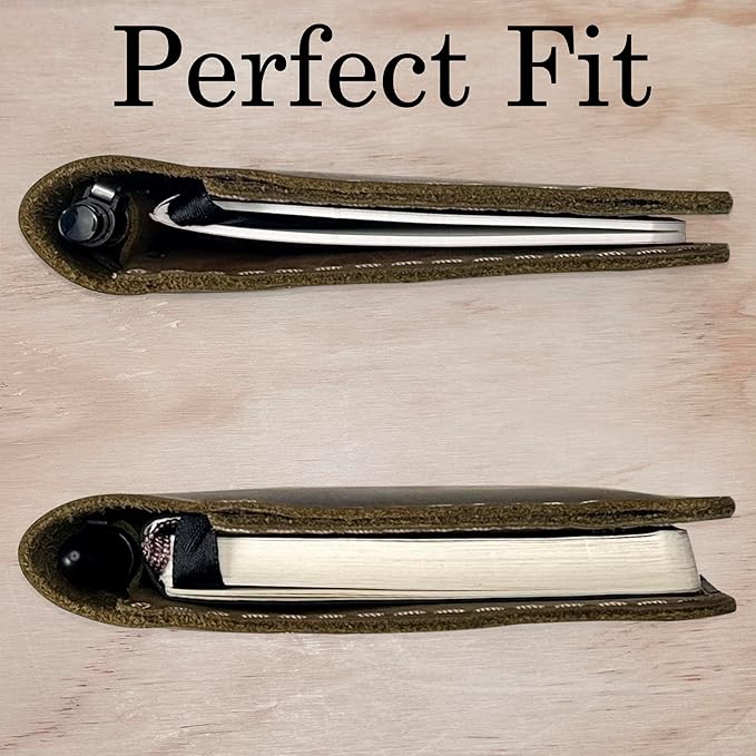 Leather Cover for Field Notes, Passport Cover, Leather Notebook Cover for 3.5" x 5.5" with Pen Holder, Only Cover (Moss Green)