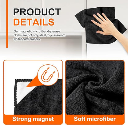 Ira Pollitt 8 Pieces Magnetic Cleaning Cloth Dry Erasers Microfiber Dry Erase Erasers Reusable Microfiber Cloth Eraser for White Boards, Multipurpose Cleaning Cloths for Office,School 12 x 12 inch