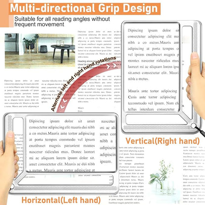 5X Full Page Magnifying Glass for Reading, Lightweight Rectangular Magnifier Provides Large Book Page Viewing Area, Handheld Magnifier for Reading Small Prints for Seniors, Low Vision-Silver
