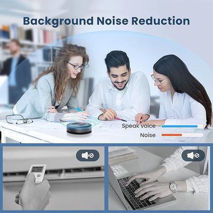 Enther&MAXHUB Bluetooth Speakerphone,USB Conference Speaker with 360° Voice Pickup&6 Microphones,Noise Reduction,Compatible with Zoom,Teams,Skype,Ideal for Professional Conference Call&Home Office