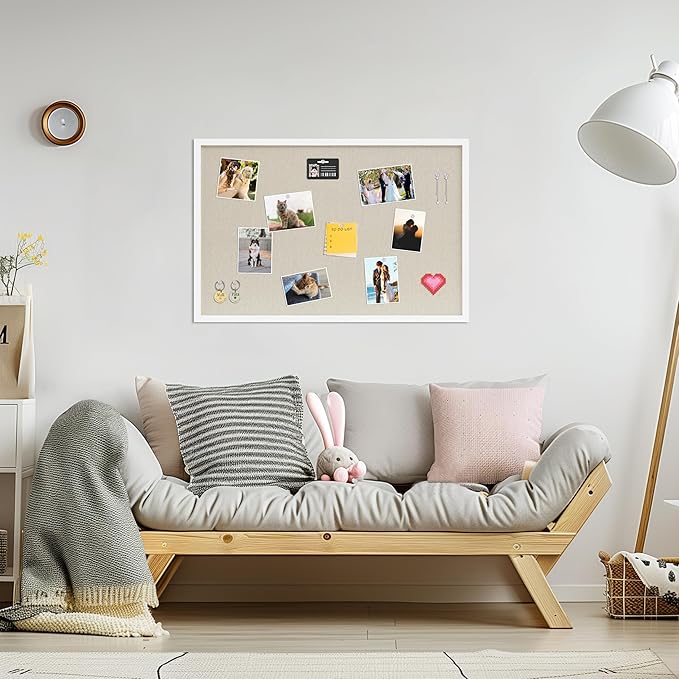 Cork Board with Linen White 2Pack,Bulletin Board 30"x20" Hanging Corkboards for Office Home School Message Board or Vision Board Decoration.