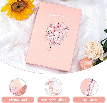 Lined Journal Notebook for Women 320 Pages Thick Floral Diary A5 Aesthetic Hardcover Journaling Notebooks for Writing with Gift Box, 5.7 x 8.3 In, Pink