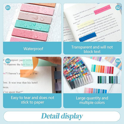 ReliThick 8000 Pcs Annotation tabs Sticky Tabs for Books Transparent Sticky Notes Multi Colored Writable Page Markers Book Flags Strip for Annotating Reading Supplies Bookish Gift(Multicolor)