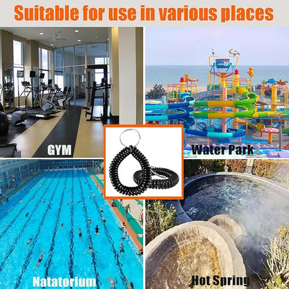 Pack of 36 Colorful Spring Spiral Wrist Coil Key Chain, Wristband Key Ring (Black)